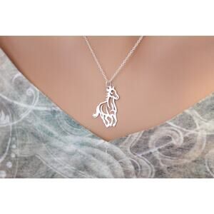 Sterling Silver Horse Pendant - Openwork Horse Charm Necklace
